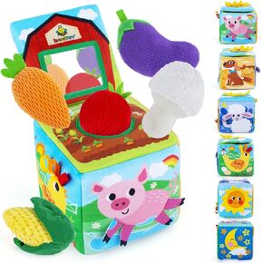 beetoy Surprise Baby Tissue Box Toy, Newborns Preschool Learning Toys,Texture Sensory Balls, Plush Whale Toy, Crinkle Paper, Colorful Silk Scarves- Sensory Tissue Box Toy for Babies 6-12 Months
