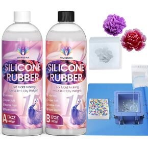 Silicone Mold Making Kit 34 OZ with Mold Housing, 15A Super Elastic Liquid Platinum Rubber Translucent Clear for Fidget Pad Resin Molds Silicone Molds
