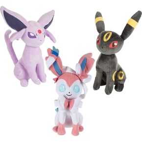 Pokemon 8 "Sylveon ، Espeon & Umbreon Plush 3 -Pack - Eevee Evolution Set - مرخص رسميًا - شخصية حيوانات محشوة أصيلة - هدية للأطفال ، الأولاد ، الفتيات - 2+