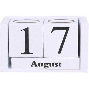 VPANG VINTAGE WOOD Perpetual Calendar متهالك أنيقة كتل المكتب تقويم المكعبات الخشبية الريفية
