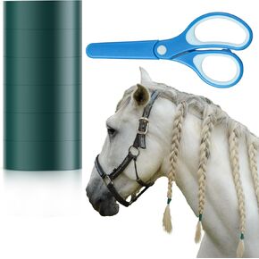 7 Pcs Horse Mane Braiding Set 6 Safe and Secure Horse Mane Braiding Tape and Blunt Tip Scissors Not Harm Hair for Fix Horse Mane Horse Breeders