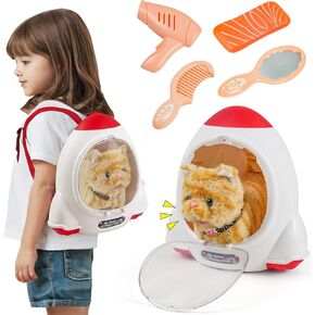 Robot Dog Toy for Kids,Electronic Pet Puppy W/Walking&Barking,Pet Care Pretend Play Set,Interactive Plush Stuffed Toys with Backpack, for Boys,Girls,Toddlers