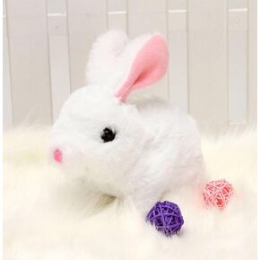 واقعية لعبة Bunny Toy Easter Stainser ، 2025 New Bunny Toys Toys Toys Toys Bunnies يمكن المشي والتحدث ، والقفز يدويًا هدايا عيد الفصح (أبيض)