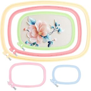 Rectangular Embroidery Hoop Set, ABS Plastic Cross Stitch Hoops, Multi Color Square Embroidery Hoop, Embroidery Hoop Fixing Frame for Sewing Cross Stitch DIY Embroidery Craft (5 pcs)