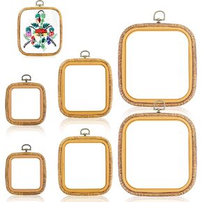 6 Pcs Square Embroidery Hoop Set - 3 Sizes Square Cross Stitch Hoop, Plastic Embroidery Frame for DIY Crafts and Art Projects
