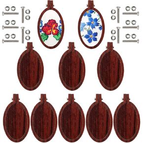 Framendino, 10 Pack Mini Embroidery Round Cross Stitch Hoops for Jewelry Crafts Oval 1.89" X 0.87" Vertical Style