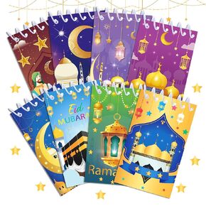 Littkeef Cliaet 8 PCS Pad Tall Tall Spiral Pad ، 128 ورقة ، دفاتر جيب رمضان ، 4 × 2.4 بوصات من وسادات حلزونية صغيرة كمبيوتر محمول لمذكرة Office School Memo Tactical Steno Pads