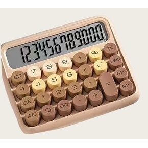 Mechanical Switch Calculator, 12 Digit Large LCD Display and Buttons Calaulator, Great for School Students and Basic Office Work, with Battery (Dopamine Pink Gradient)