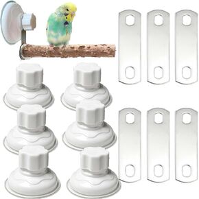 6 مجموعات ملحقات كأس شفط لبلات العرقات العصيون العصي من منصة خشب لعبة الببغاء الببغاء Cockatiel Budgie Cup for Window Bath Down