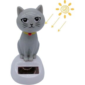 رمادي الرقص على الطاقة الشمسية الرقصية ، لعبة Swinging Solar Solar ، تمثال تمثال Cat يتأرجح على لوحة معلومات السيارة زخارف Dancing Dancing Than