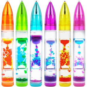 Yanzhe Liquid Motion Motion Bubbler Sensory Toy Pen ، الأقلام الموقت السائل الملونة رائعة للتخفيف من الإجهاد وإغاثة القلق ، وموقت الرمال للأطفال والبالغين (6 عبوات)
