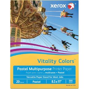 ورقة طابعة Xerox® Vitality Colors ™ متعددة الأغراض ، حجم ورق الحروف ، 20 رطلاً ، 30 ٪ معاد تدويرها ، Goldenrod ، Ream من 500 ورقة