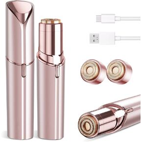 KRADAA Facial Hair Removal for Women, Painless Hair Removal Device, Portable Womens Facial Hair Remover for Face, Upper Lip, Chin, USB Rechargeable Included 2 x Replacement Heads