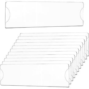 12 Pack Clear Acrylic Name Plate Holder, 8x2 Inch No Drill Office Door Sign Frames with Adhesive Tapes, Reusable Wall Desk Nameplates for Office, Business, Classroom, Hospital