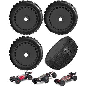 إطارات عجلات RC 17mm لـ ARRMA 1/8 TYPHON 6S 3S BLX ، TALION 6S BLX ، REDCAT ، TEAM ، LOSI ، HPI ، HPS ، KYOSHO ، HOBAO ، RC TIRES WHEELS 4PCS ، استبدال ARA550097 ، Black