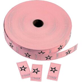 Fun Express Pink Star Single Roll Tickets (2000 Per Roll) Supplies - VBS Vabs Facia Bible School Supplies/Decor