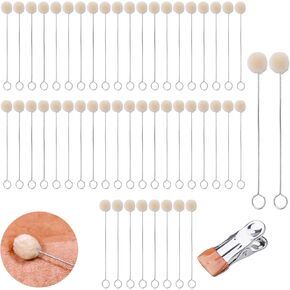 Arrerr 50 Pack Wool Daubers Ball Ball Bright Dye Dye Tooldator مع مشبك الربيع مشبك Wool Dauber فرش لمشاريع DIY الحرفية العمل الجلدية يموت تلطيخ صياغة صياغة خشب الأحذية