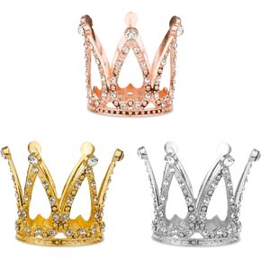 3pcs كعكة التاج العليا ، الكعكة راينستون أعلى القبعات الزفاف لطيف الزفاف ديكورات كب كيك رويال أعلى الأقطار التيان تاج الديكور