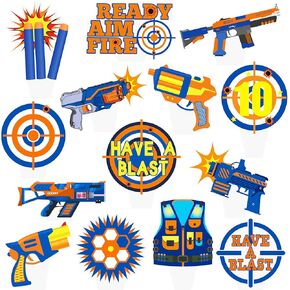 Dart War Party Cupcake Toppers 48pcs Dart موضوع كعكة كب كيك أغطية أعلى للعبة لعبة الحفل الحزب السهام