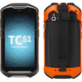 Rugged Protective Cover Case with Anti-Slip Hand Strap for Zebra TC51/TC52/TC56/TC57/TC510K Barcode Scanner, Shockproof Bumper Case for Touch Mobile Computer (Orange)