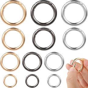 ouligay 12pcs Spring o Rings Metal Round Carabiner Clip Metal O Ring -keychain clip snap clip buckle spring keyring buckle for handbag facs keychain craft diy accsities