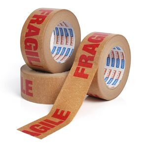 ADHES Fragile Tape Kraft Paper Tape - 2in x 55yds, 6 Rolls, Strong Adhesive, Eco-Friendly Paper Packing Tape for Shipping & Moving, Heavy Duty Protection for Fragile Items