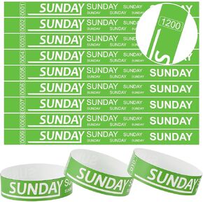 Henoyso 1200 PCS Paper Wristbands أحداث الحدث معصم معصم معصم الأحداث يوم من الأساور الورقية للبالغين حفلة مهرجان للحفلات الموسيقية للبالغين