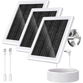 Ring Solar Panel Charger, 5W Solar Panel for Security Camera, Compatible for Ring Camera with Battery, Waterproof Solar Panel with Type-C, Micro USB and DC Port Cable for Most Cameras(White,1 Pack) in Kuwait