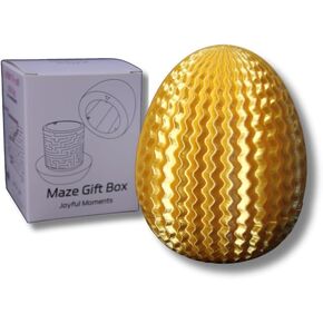 Egg-Shaped Maze Gift Box - Money Box for Cash Gifts, Puzzle Box for Boys & Girls, Easter Gift Box with Hidden Compartments, Easter Present for Birthdays & Special Occasions (Gold)
