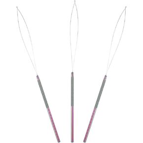 3 PCS أدوات امتداد الشعر حلقة الإبرة سحب خطاف الأداة امتداد الشعر حلقة الإبرة حبات الأسلاك الجهاز أداة تمديد الشعر تمديد الأداة Threader لتصميم ريش الشعر