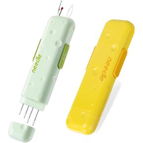 Agamino 3-in-1 Automatic Needle Threader with Seam Ripper, 2PCS Quilting Supplies Sewing Kit with Magnetic Needle Storage Box, Needle Threader for Hand Sewing,Sewing Tools,Stitch Remover Tool