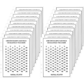 20pcs Money Saving Challenge Tracker Sheets, Envelopes Challenge Binder Cash Stuffing Trackers Long-Term Money Saving Plan Sheets for Family Kids Gift