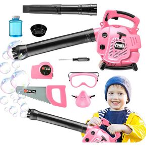 BELLOCHIDDO Toy Bubble Leaf Blower for Toddlers - Upgrade Toy Bubble Machine for Kids - 2 in 1 Gardening Tool Set, Realistic Sound and Wind, Kids Tool Set for Boys & Girls Age 2 3 4 5