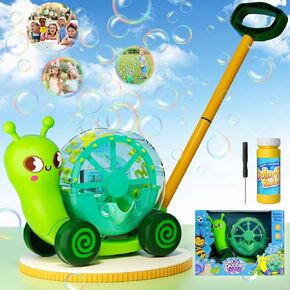 لعبة جزازة الفقاعة الحلزون الكاملة للأطفال （Age 3 Up）-تشمل محلول فقاعة 4 أوقية ، آلة الفقاعة في الهواء الطلق للأطفال ، آلة فقاعة الدفع ثلاثية الأبعاد الخفيفة ، رائعة للحفلات ، لعبة الصيف ، عيد الفصح ، هدية عيد ميلاد