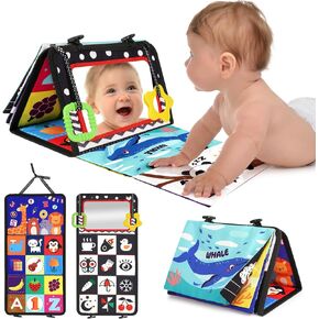 URMYWO Tummy Time Toys - Black and White Baby Toys - Baby Mirror - High Contrast Baby Toys for Newborn Brain Development - Infant Sensory Toy 0-3-6-12 Months - Visual Stimulation Montessori Toy Gift