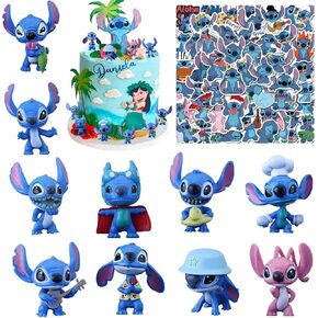 10pcs كعكة الرسوم المتحركة أعلى القبعات و 50pcs ملصقات لطيفة ، Kawaii Cupcake Topper for Children's Girl Boy Kids Birth