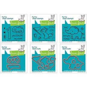 حزمة الحزمة Fawn Flip -Flop Minis - Chameleon ، Butterfly Kisses Elphie Stamps and Dies - 6 أشياء