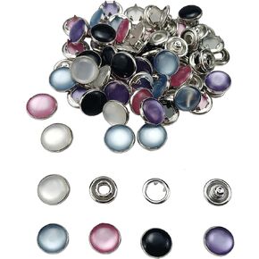 JAUEIVR Snap Fasteners - 100 Sets 12mm Pearl-Like Prong Snap Buttons for Sewing Crafting, 5 Colors