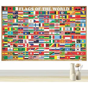 Parth Impex Flags of the World Poster - 56 "× 90" لافتة تعليمية تعليمية كبيرة للفصول الدراسية ، نسيج النسيج القابل للغسل ، الإمدادات المدرسية الجمالية ، خلفية التصوير الفوتوغرافي لديكور غرفة السفر على الحائط