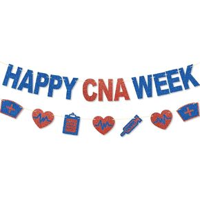 لافتة أسبوع Happy CNA ، لا DIY ، هدايا أسبوع Glitter CNA ، ديكورات أسبوع CNA ، هدايا لأسبوع CNA ، 10 أقدام مساعقة التمريض الزخمة في الأسبوع