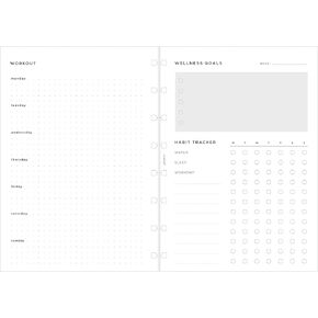 تعبئة دفتر ضبابي Filofax ، حجم A5 ، حزمة متتبعات العافية ، ورق أبيض ، 8.26 "× 5.82" ، 56 ورقة (B152033)