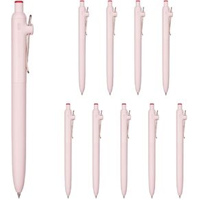 三菱鉛筆 Uniball Zento Basic Rollerball Pen ، 0.5 ملم ، حبر أحمر قائم على الماء ، سمساد فائق مع احتكاك مخفض ، حزمة 10 (UBNZS05.15)
