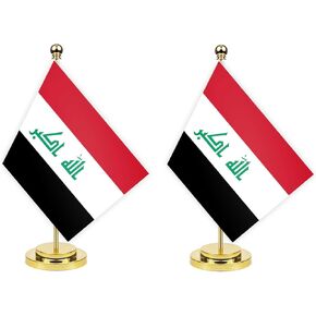 2pcs العلم مكتب العراق ، يبلغ طوله 12 بوصة لافتة داخلية عراقية صغيرة ، ديكور طباعة صغيرة للمكتب الطاولة المنزلية