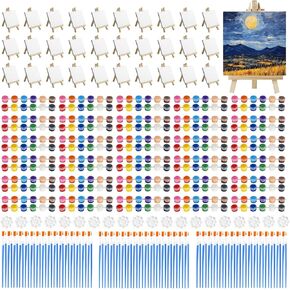 Gehuizer 30 Pack Canvas و Eastel مجموعة للحفلات ، و 4 × 4 بوصة من القماش المصغرة مع easels ، والدهانات الأكريليك ، والفرش واللوحات ، واللوحات الصغيرة لطلاء مجموعات الطلاء القماشية للأطفال لوازم الطلاء للأطفال