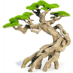 Fish Tank Decoration- Cliff Bonsai Trees with Faux Moss- Aquarium Decoration Aqua scaping- Made of Sandstone-Goldfish Betta Fish Tank Decor