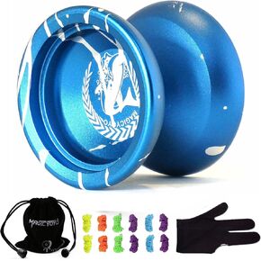 Magicyoyo Professional Shark Honor N12 spinning yoyo ، Sand inluded yo-yo مع 12 Yoyo Strings+Bag+Yo Yo Glove (الأزرق بالأبيض)