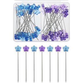 XGNG 100pcs Two-Color Star Pin DIY Handmade Jewelry Flower Gift Decoration Fixed Needle Sewing Needle, Straight Needle Straight Cloth, Craft Plastic Box Liner Needle