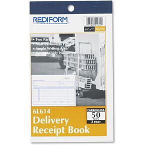 Rediform 6L614 Book Delivipt Book 6 3/8 × 4 1/4 مجموعة 50 مجموعة/كتاب ثنائية الكربون.