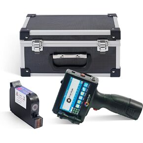 PrintPeak Handheld Inkjet Printer Gun, Black Ink Cartridge, & Durable Carrying Case (1-inch/25.4mm Print Height), Water Resistant, Quick Dry Ink for Barcodes, Logos, Text & Images