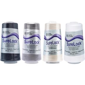 Coats & Clark - SureLock Serger Thread - 4 Cones (Black, Grey, Natural, White)